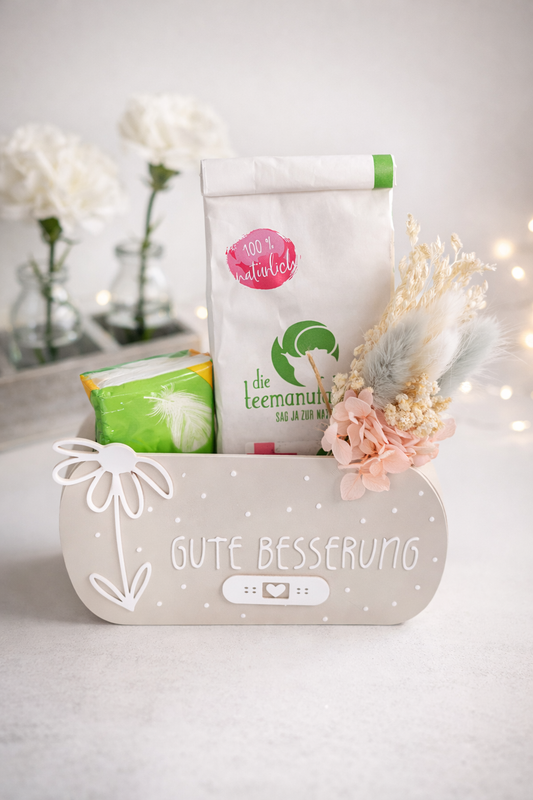 Gute Besserung Geschenkbox | Aufmunterung Geschenk | Geschenk bei Krankheit | Deko mit Herz