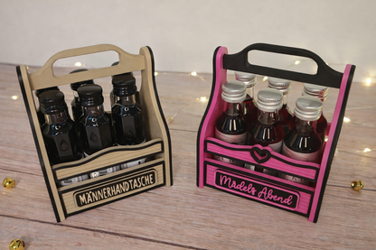 Schnapskorb für 6 Fläschchen – Männerhandtasche & Ladies Edition | Lustige Geschenkidee für Geburtstag, JGA & Silvester