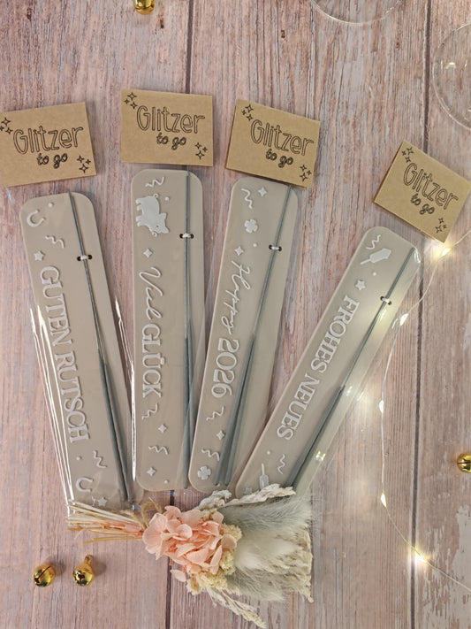 ✨ Glitzer-to-go Wunderkerzen Brettchen – kleines Geschenk & liebevolles Mitbringsel