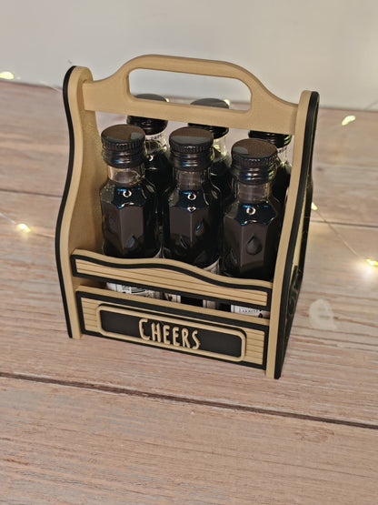 Schnapskorb für 6 Fläschchen – Männerhandtasche & Ladies Edition | Lustige Geschenkidee für Geburtstag, JGA & Silvester