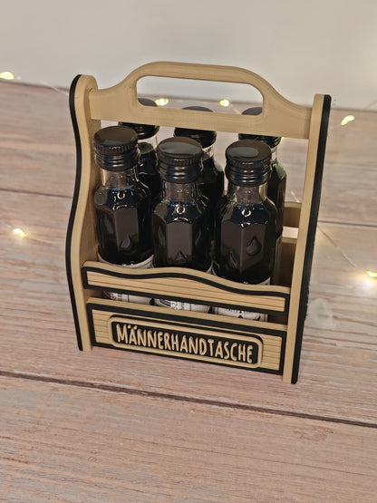 Schnapskorb für 6 Fläschchen – Männerhandtasche & Ladies Edition | Lustige Geschenkidee für Geburtstag, JGA & Silvester