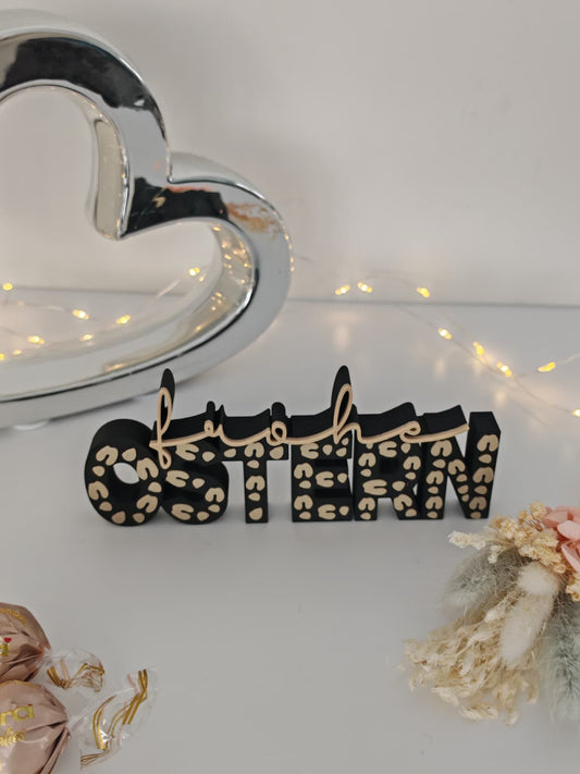 „Frohe Ostern“ Schriftzug 3D – liebevolle Osterdeko zum Aufstellen | freie Farbwahl