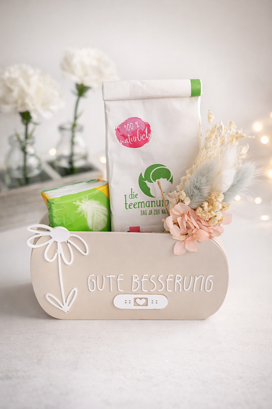 Gute Besserung Geschenkbox | Aufmunterung Geschenk | Geschenk bei Krankheit | Deko mit Herz